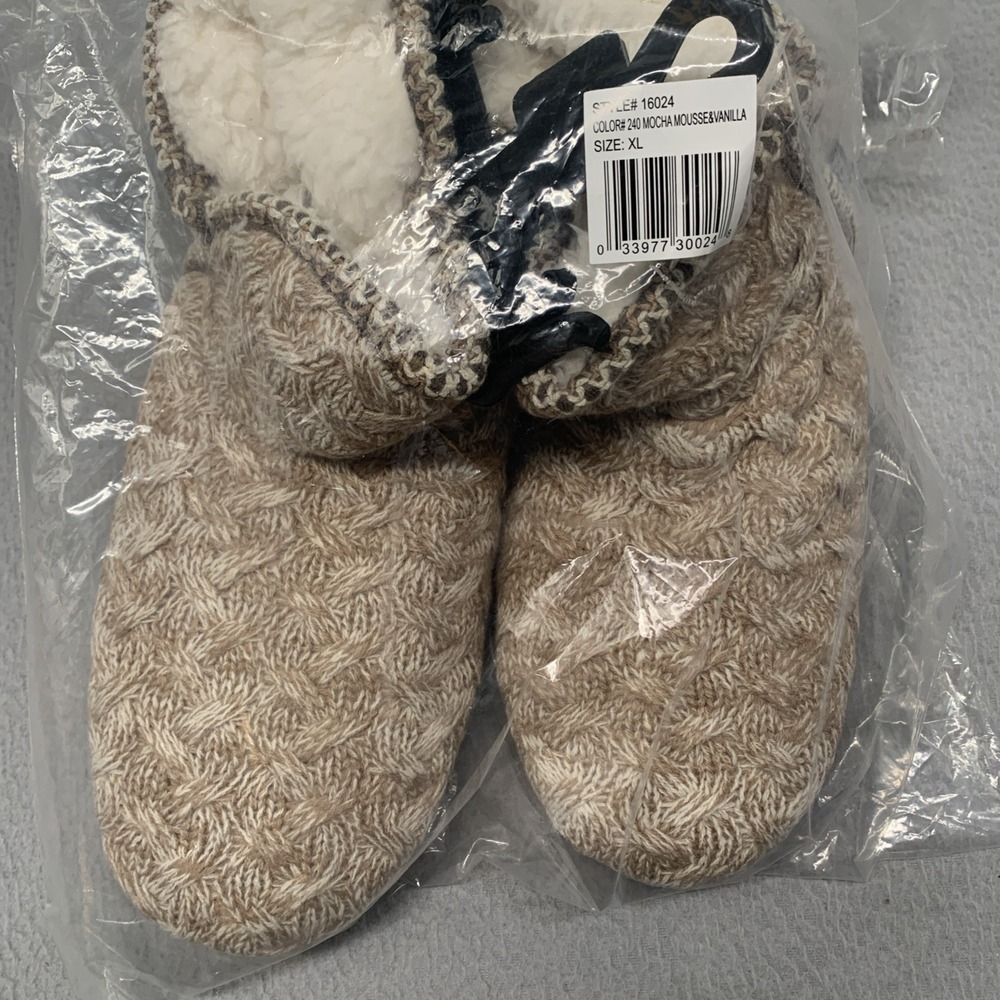 MUK LUKS Rochelle Women's Slipper Boots XL 11-12 Mocha Mousse Vanilla Knit NWT